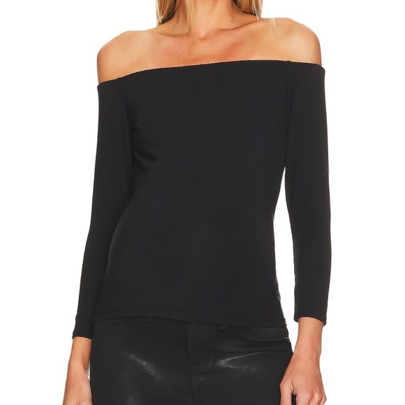 Hatch The Maternity Off The Shoulder Bodycon Top in Black - Picture 4 of 5